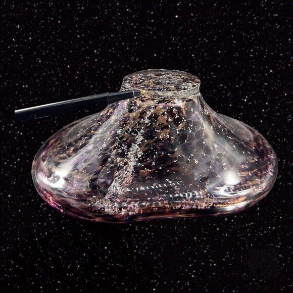 Julia Knight ARGENTO Amethyst Purple Oval Bowl Dish With Silver Flecks Signed - Picture 9 of 16